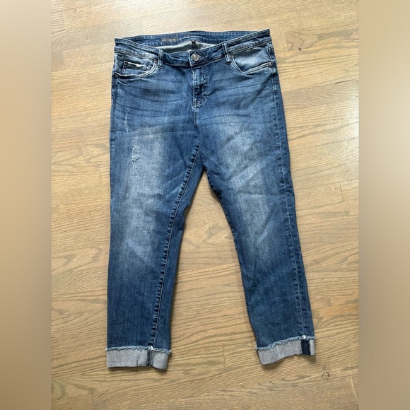 KUT From The Kloth Women’s Ankle Straight Leg Blue Distressed Jeans. Size 14 - Picture 1 of 6